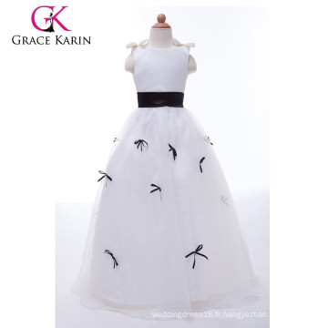 Grace Karin noir et blanc satin long dernières robes portraits de fête pour filles CL4489